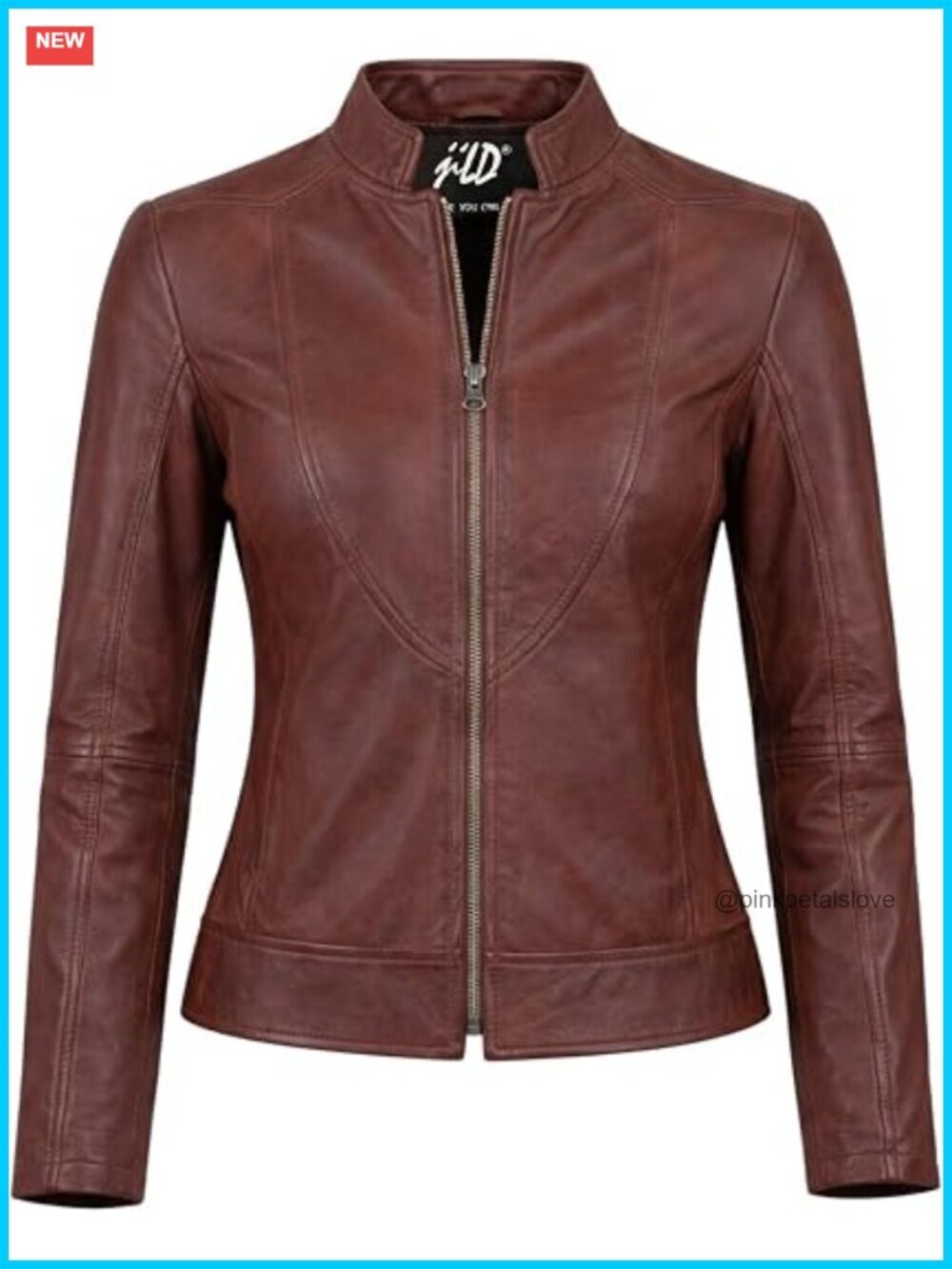 Womens Biker Leather Jacket - 100% Real Lambskin Motorcycle Style